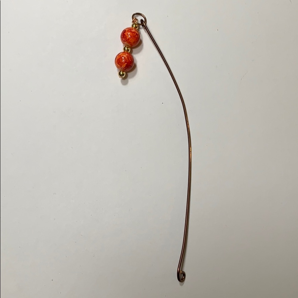 OOAK Bookmark with Red/Orange Ceramic beads